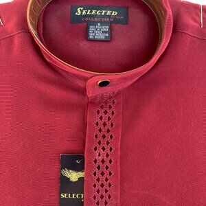Selected Men's Designer Collection Casual Shirt Burgundy Made in Korea Size S